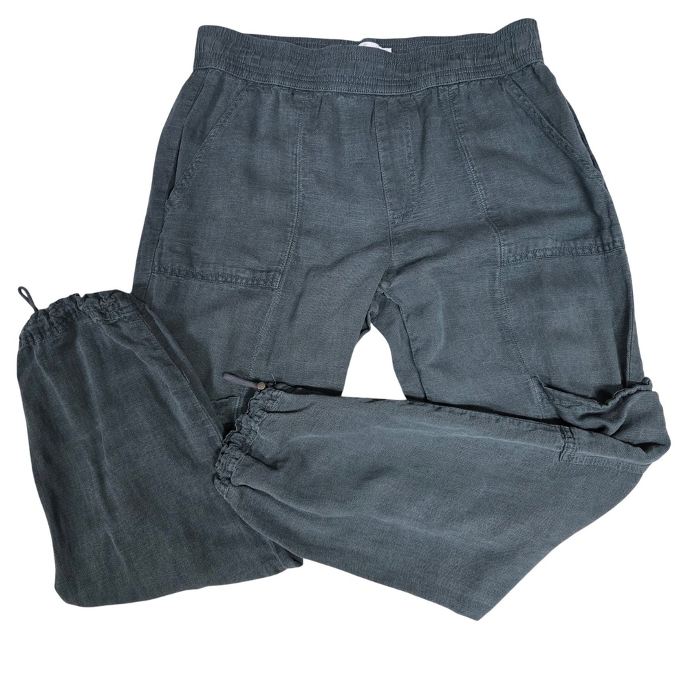 C&C California Linen Blend Cargo Jogger Pants Gray Women's Size M